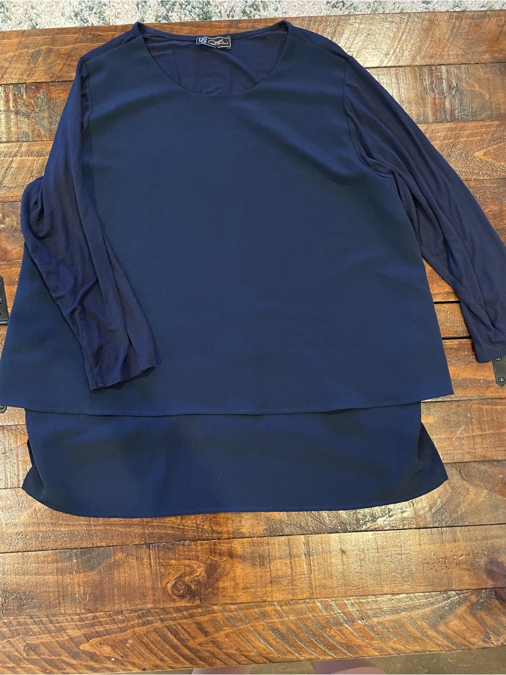 DG2 by Diane Gilman Navy Layered Blouse